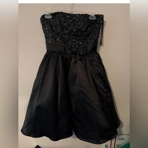 Betsey Johnson Black Sequin Bodice Satin Party Dress Sz 4 Vintage
